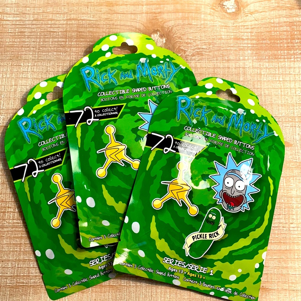LOT OF 3 - Rick and Morty Series 1 Collectible Shaped Pins x3